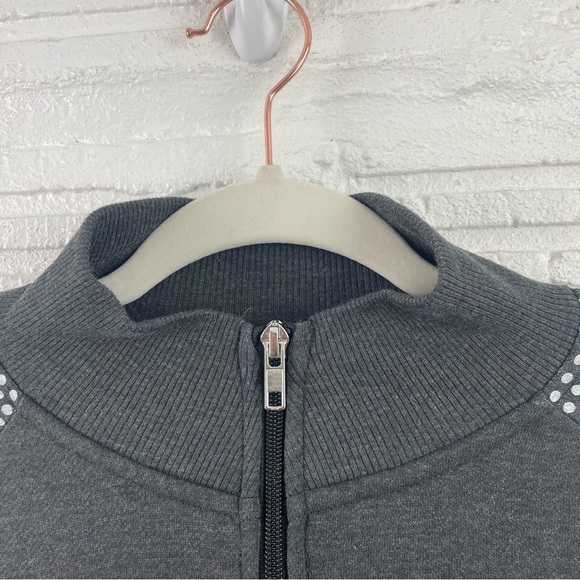 Disney Parks Minnie Logo Gray Polka Dot Sleeves Knit Varsity Jacket Size Large - Picture 3 of 12